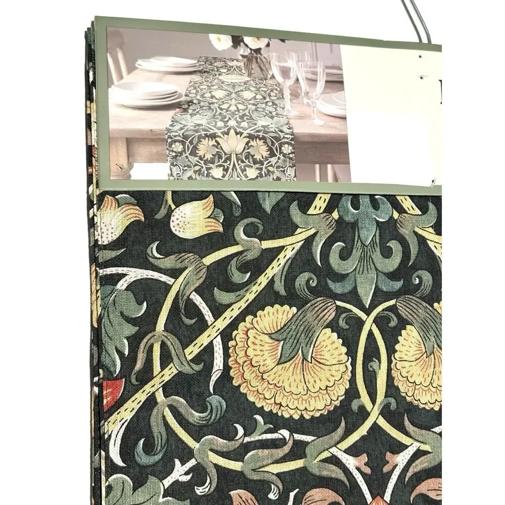 William Morris & Co Lodden Table Runner Dark Green 100% Cotton 16x90 NWT